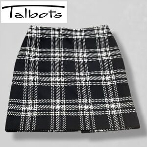 Talbots Black & White Plaid Skirt | Wool Viscose Nylon Blend | Size 10